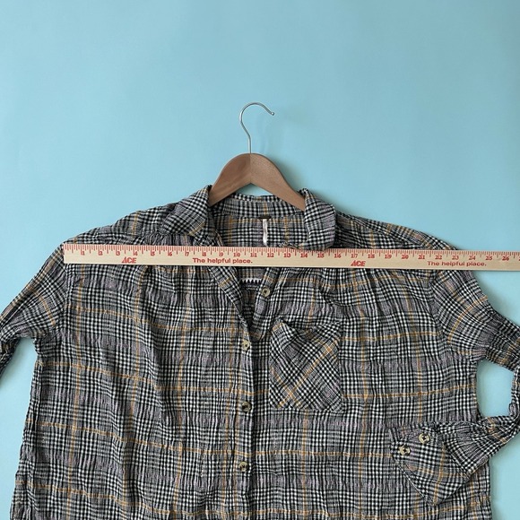 Women's Free People Plaid Gauzy Cotton Oversized Button Up Shirt Boho Small S - Picture 6 of 15
